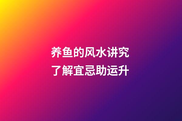 养鱼的风水讲究 了解宜忌助运升